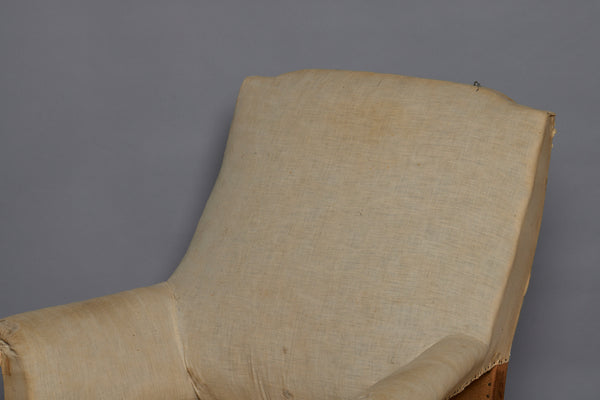 Pair of Late 19th Century French Upholstered Armchairs with Crested Backs