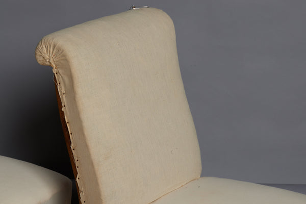 Pair of Small-Scaled Upholstered Armless Salon Chairs from France