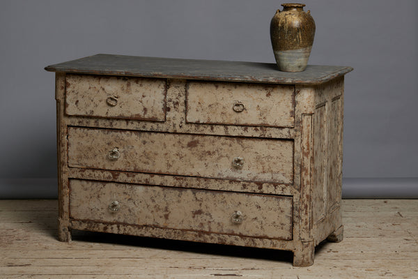 Late 18th Century Painted French Walnut Five Drawer Chest with Original Hardware