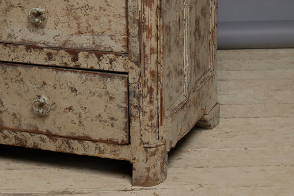 Late 18th Century Painted French Walnut Five Drawer Chest with Original Hardware