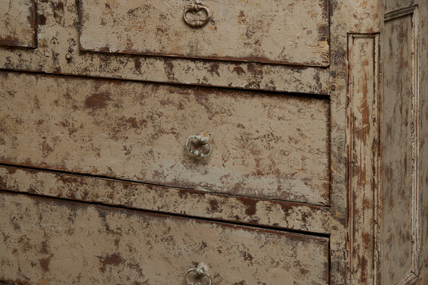 Late 18th Century Painted French Walnut Five Drawer Chest with Original Hardware