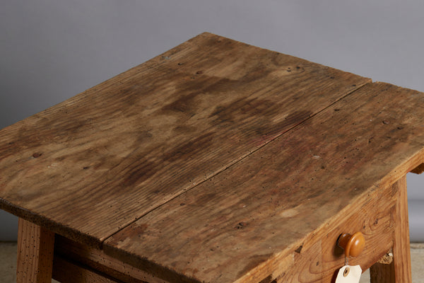 19th Centuy Spanish Pine Side Table with Dovetailed Drawer