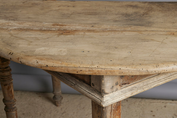 Pair of 19th Century French Demilune Painted Oak Console Tables