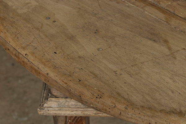 Pair of 19th Century French Demilune Painted Oak Console Tables