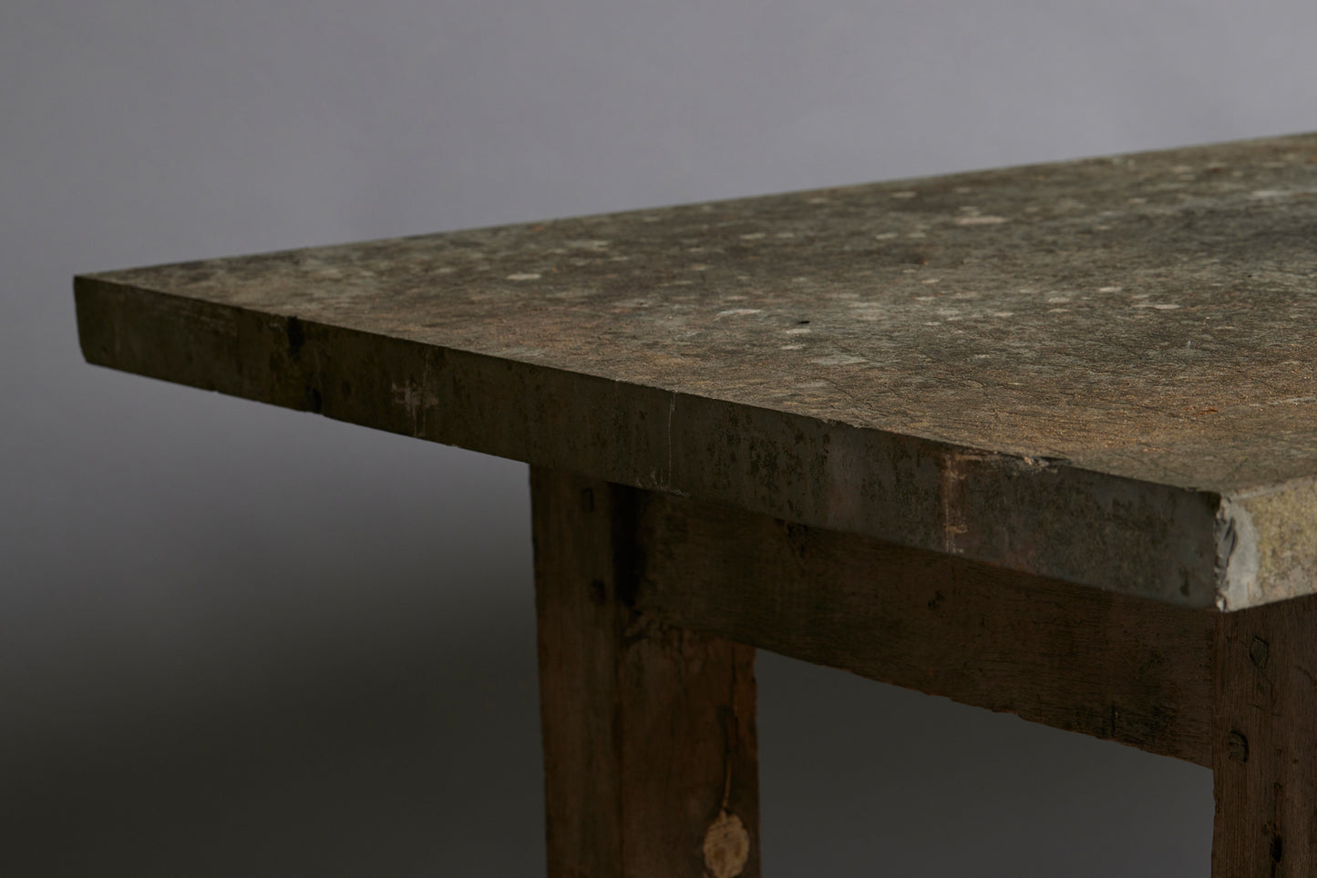 19th Century Potter's Table with an Oak Base & Stone Top with Beautiful Patina