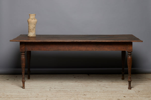 Mid 19th Century Teak Dining Table with Turned Legs from Java