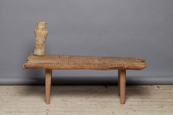 Natural Sunstruck Gadrooned Teak Slab Coffee Table