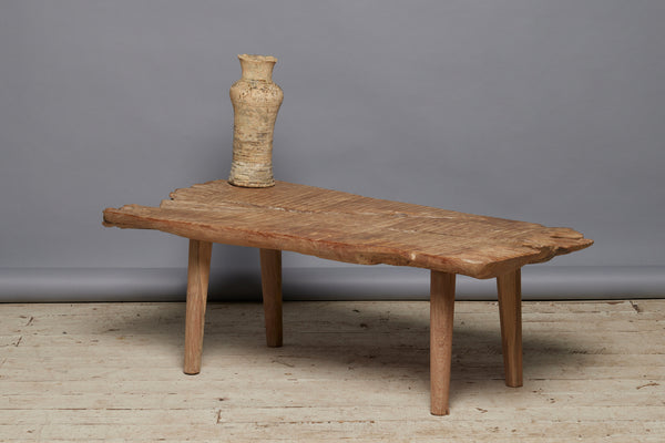 Natural Sunstruck Gadrooned Teak Slab Coffee Table