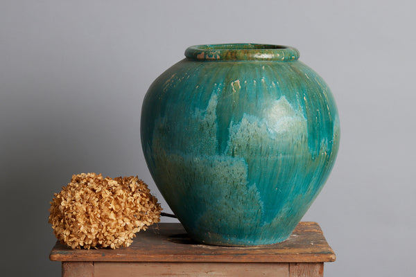 Deep Blue Green Large Storage Jar