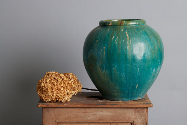 Deep Blue Green Large Storage Jar