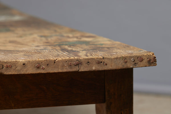 Long French Pine Dining Table from a Painter's Atelier in Avignon with Square Tapered Legs