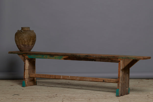 Long Stretcher Base Painted Teak bench from Java