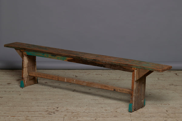 Long Stretcher Base Painted Teak bench from Java