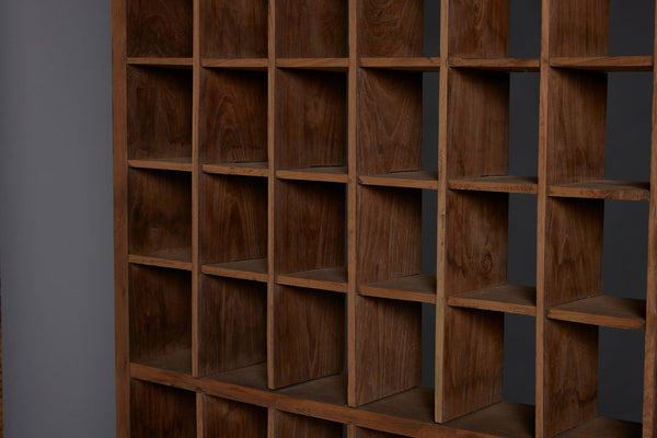 Late 19th Early 20th Century Teak Shallow Gridded Room Divider with a Delicate Skeletal Base from Jakarta