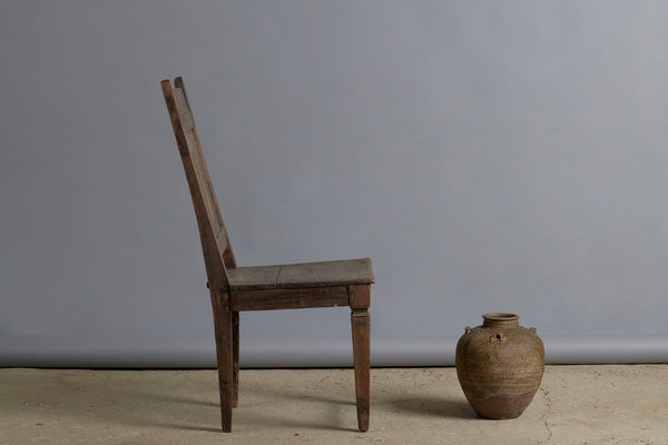 Late 19th Century Dutch Colonial Teak Side Chair with a Plank Seat and Square Tapered Legs
