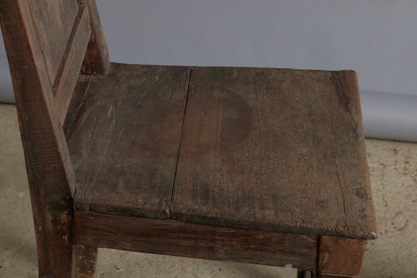 Late 19th Century Dutch Colonial Teak Side Chair with a Plank Seat and Square Tapered Legs