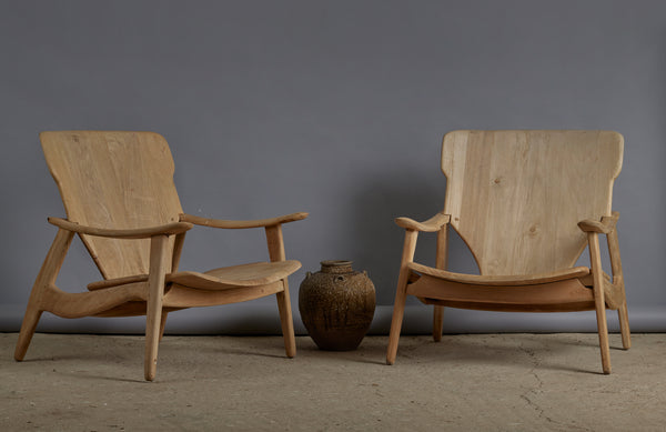 Pair of Loungey Mid Century modern Teak Armchairs