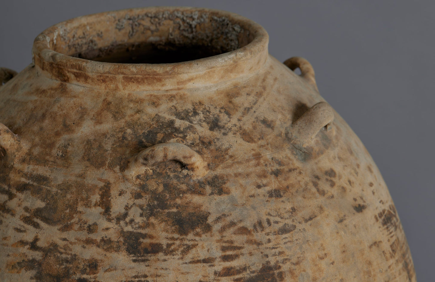 Chinese Tsung Dynasty White Glazed Extra Large Storage Vessel with Applied Ring Handles