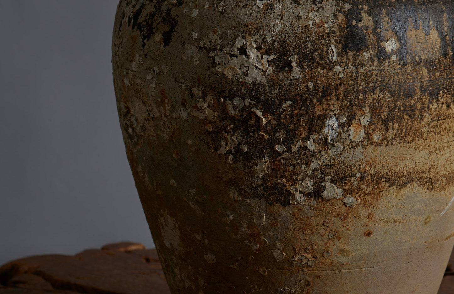 Large shipwreck Sawankhalok Pot with Shell Encrustations and Traces of Old brown Glaze