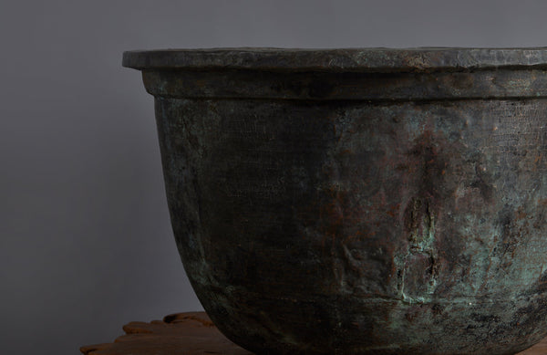 Large Late 19th early 20th Century Bronze  Pot for making Batik from the Island of Java