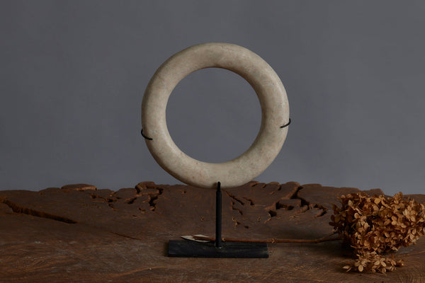 Mounted White Limestone Wedding Ring from the Island of Borneo