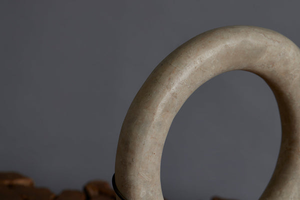 Mounted White Limestone Wedding Ring from the Island of Borneo