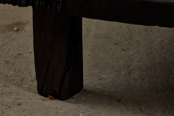 Large 5' Square Teak and Stone Coffee Table Incorporating 4 Pieces of Belgian Blue stone
