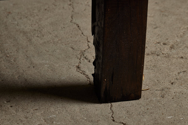 Large 5' Square Teak and Stone Coffee Table Incorporating 4 Pieces of Belgian Blue stone