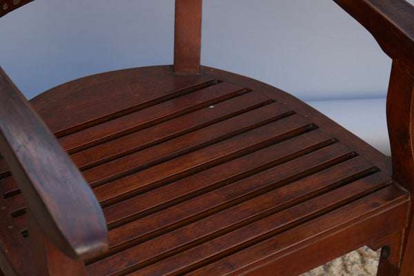 Married Pair 1930s Teak Dutch Colonial Armchairs from Java