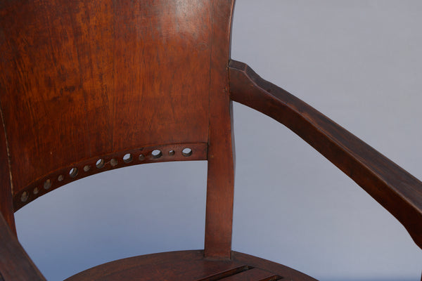 Married Pair 1930s Teak Dutch Colonial Armchairs from Java