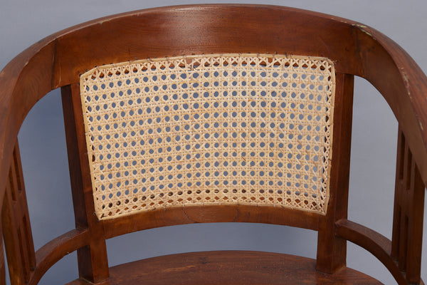 Pair of 1930s Canned Seat Barrel Back Dutch Colonial Chairs