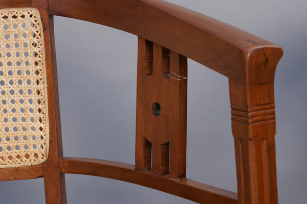 Pair of 1930s Canned Seat Barrel Back Dutch Colonial Chairs