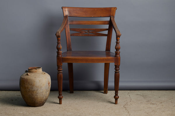 Set of 6 Carved Teak Side Chairs from Jakarta