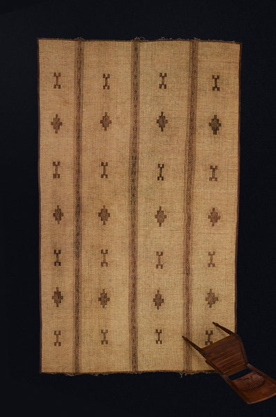 Large Blonde Colored Tuareg with Bands of Brown Stepped Diamonds & Bone Motifs...........(9'1" x 16'2")