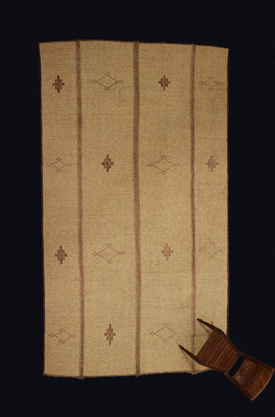 Large Blonde Colored 3 Sectioned Tuareg Carpet with Open & Closed Diamond Stepped Motif (9'4" x 16'6")
