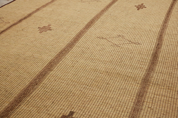 Large Blonde Colored 3 Sectioned Tuareg Carpet with Open & Closed Diamond Stepped Motif (9'4" x 16'6")