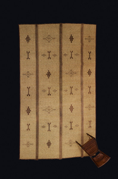 Large Blonde Colored Tuareg Carpet with Central Motifs of Bones Flanked by Checkered Diamonds (8'9" x 15'6")