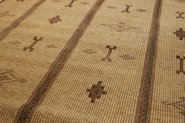 Large Blonde Colored Tuareg Carpet with Central Motifs of Bones Flanked by Checkered Diamonds (8'9" x 15'6")