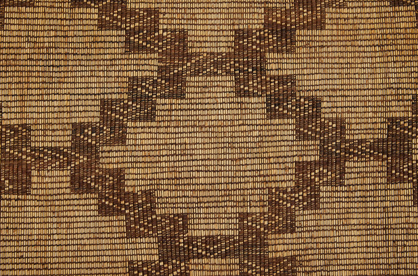 Large Early Tuareg Carpet with an Overall Interlocking Pattern with Decorative Leather Fringe (7'7" x 14'4")