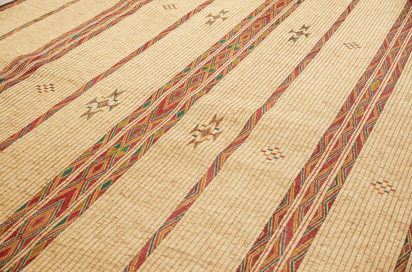 Light Colored Extra Large Tuareg Carpet with Small Open Work Diamonds Floating on a Field (9'1" x 15'2")