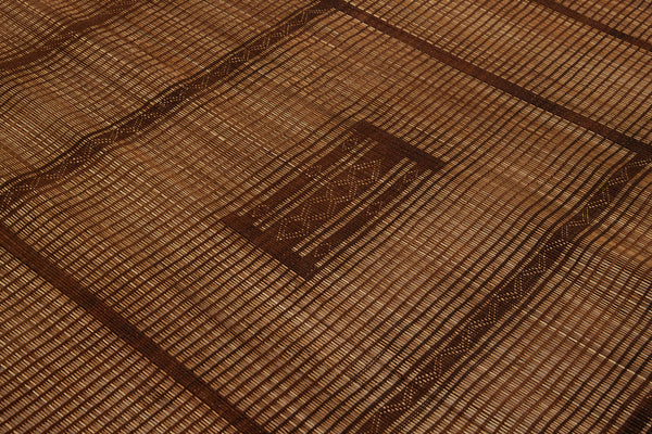 Small Coco Colored Early Tuareg Carpet with Stepped Square Design & Heavy Ornamental Fringe (5'5" x 5'9")