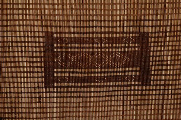 Small Coco Colored Early Tuareg Carpet with Stepped Square Design & Heavy Ornamental Fringe (5'5" x 5'9")