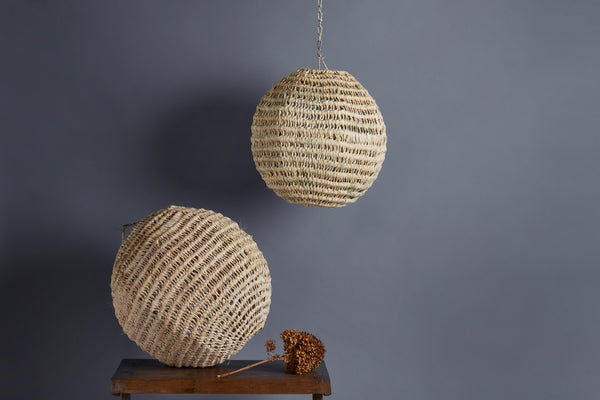 Hanging Moroccan Woven Palm Light from Marrakesh