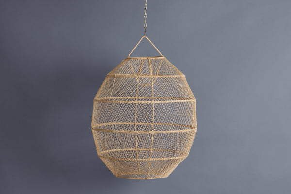 Large Open Work Raffia Hanging Light