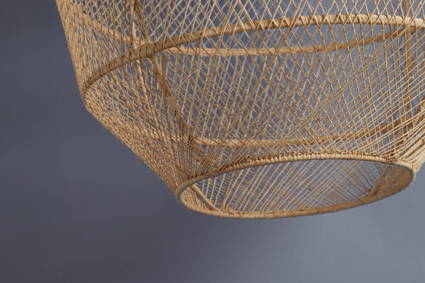 Large Open Work Raffia Hanging Light