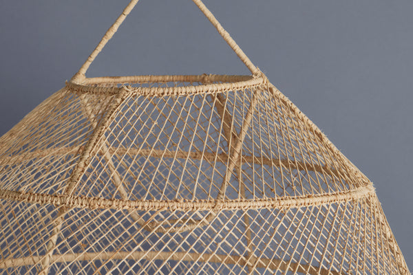 Large Open Work Raffia Hanging Light