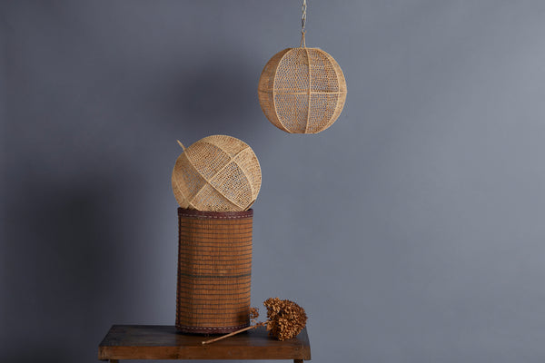 Small Open Work Ball Shaped Raffia Hanging Shade