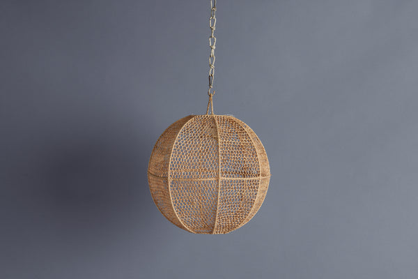 Small Open Work Ball Shaped Raffia Hanging Shade
