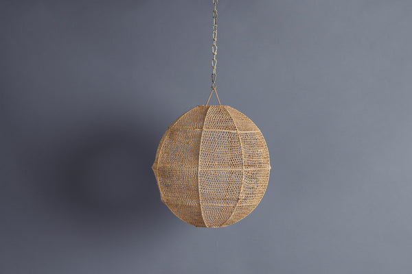 Medium Open Work Ball Shaped Raffia Hanging Light