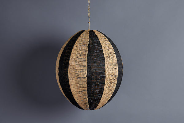 Dark Brown & Natural Hand-woven Raffia Oviform Pendant Shade